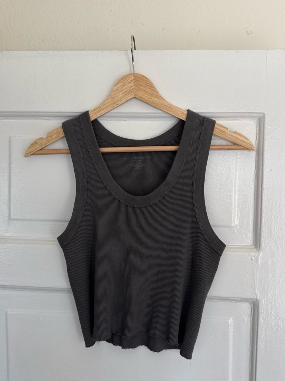 Brandy Melville Charcoal Ribbed Tank - Dark Gray